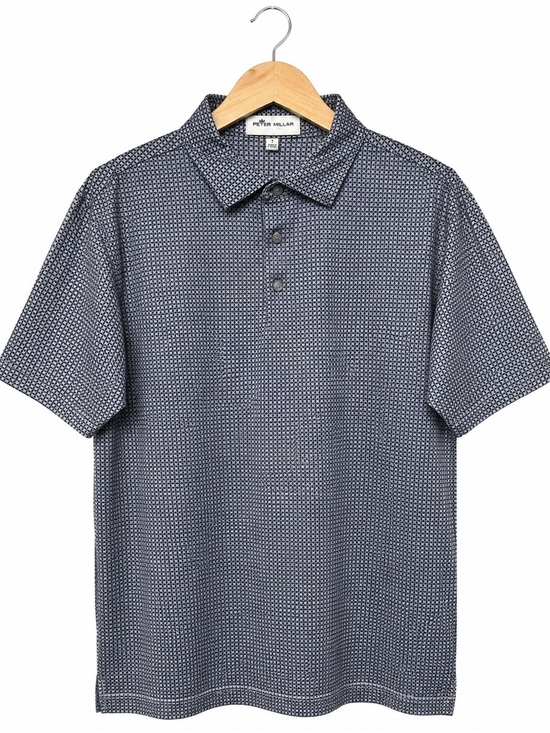 Peter Millar Other - Peter Millar Summer Comfort Geometric Print Golf Polo Shirt L Blue Coppinwood